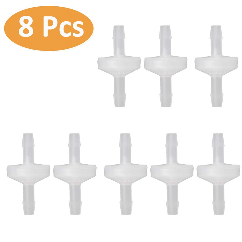8 Pcs 1/4Inch Check Valve 6mm PVDF One Way Valve Inline Check Valve Non Return Check Valve for Fuel Gas Liquid Air. 