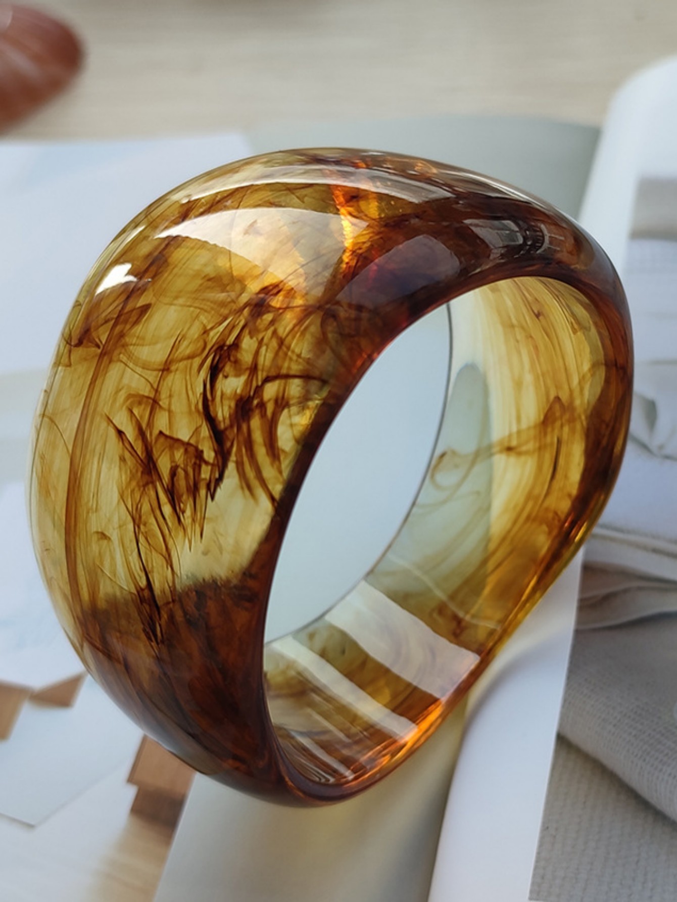Irregular Acrylic Resin Bangle Bracelet with Fashionable