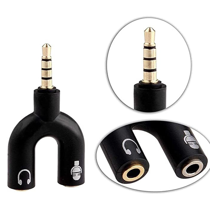 U-Shape Smartphone 3.5mm Audio Splitter For Headphone And Microphone. 