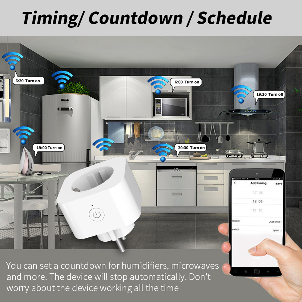 Cozylife EU Plug WIFI Wireless Remote Socket Smart Timer Plug Voice Control EU Home Fire Retardant PC Smart Power Socket. 