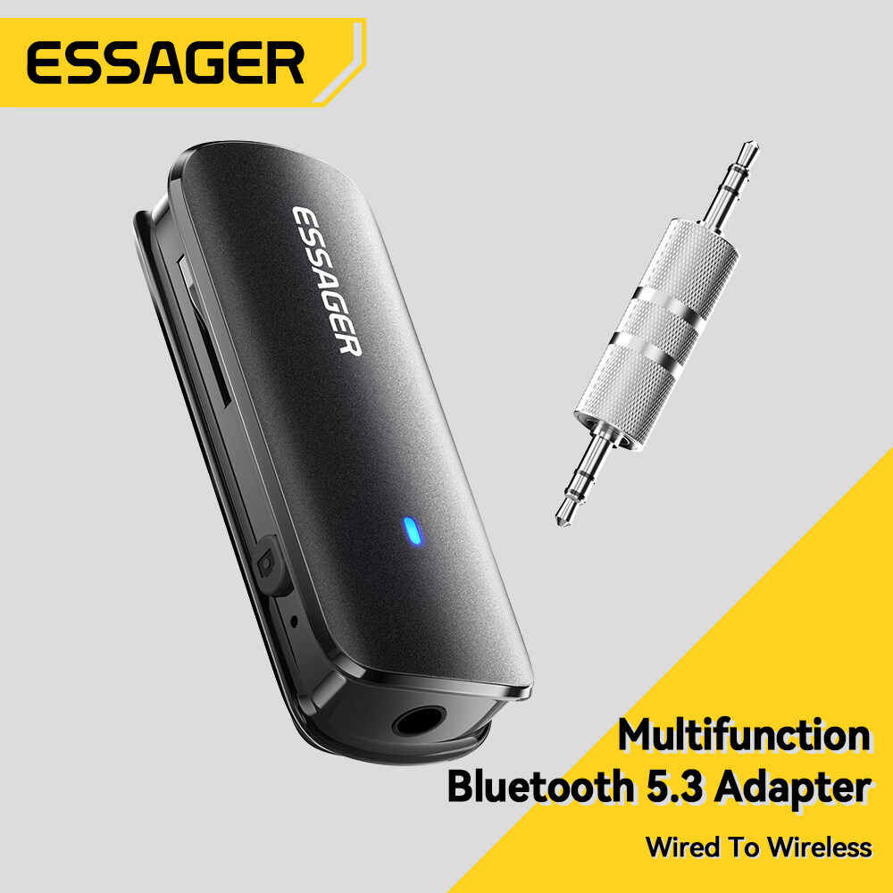 Essager Mini Multifunctional Bluetooth 5.3 Adapter Type-C 3.5mm Audio Cable TF Card Slot Support MP3/WAV Compatible With OMTP CTIA Multifunctional Bluetooth Adapter For MobiIe Phone Tablet Laptop Switch PS5. 