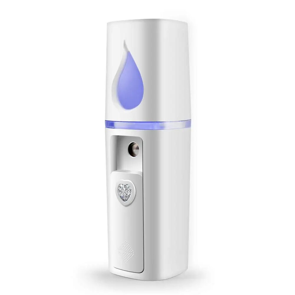 Portable Nano Facial Mister Mini Facial Steamer Atomization Eyelash Extensions with Mirror 20ml Visual Water Tank