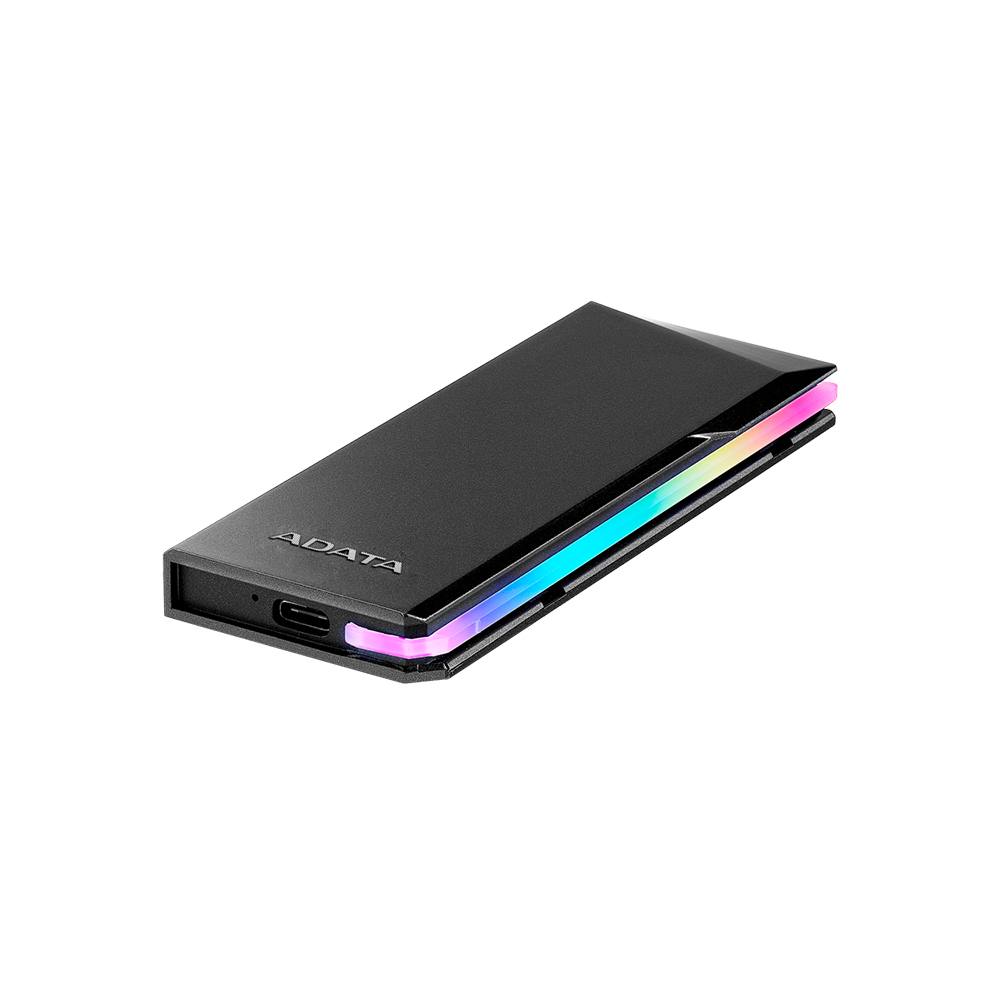 ADATA EC700G M.2 PCIe/SATA SSD Enclosure Stylish Geometric Design with Rgb Lighting Supports USB 3.2 Gen2. 