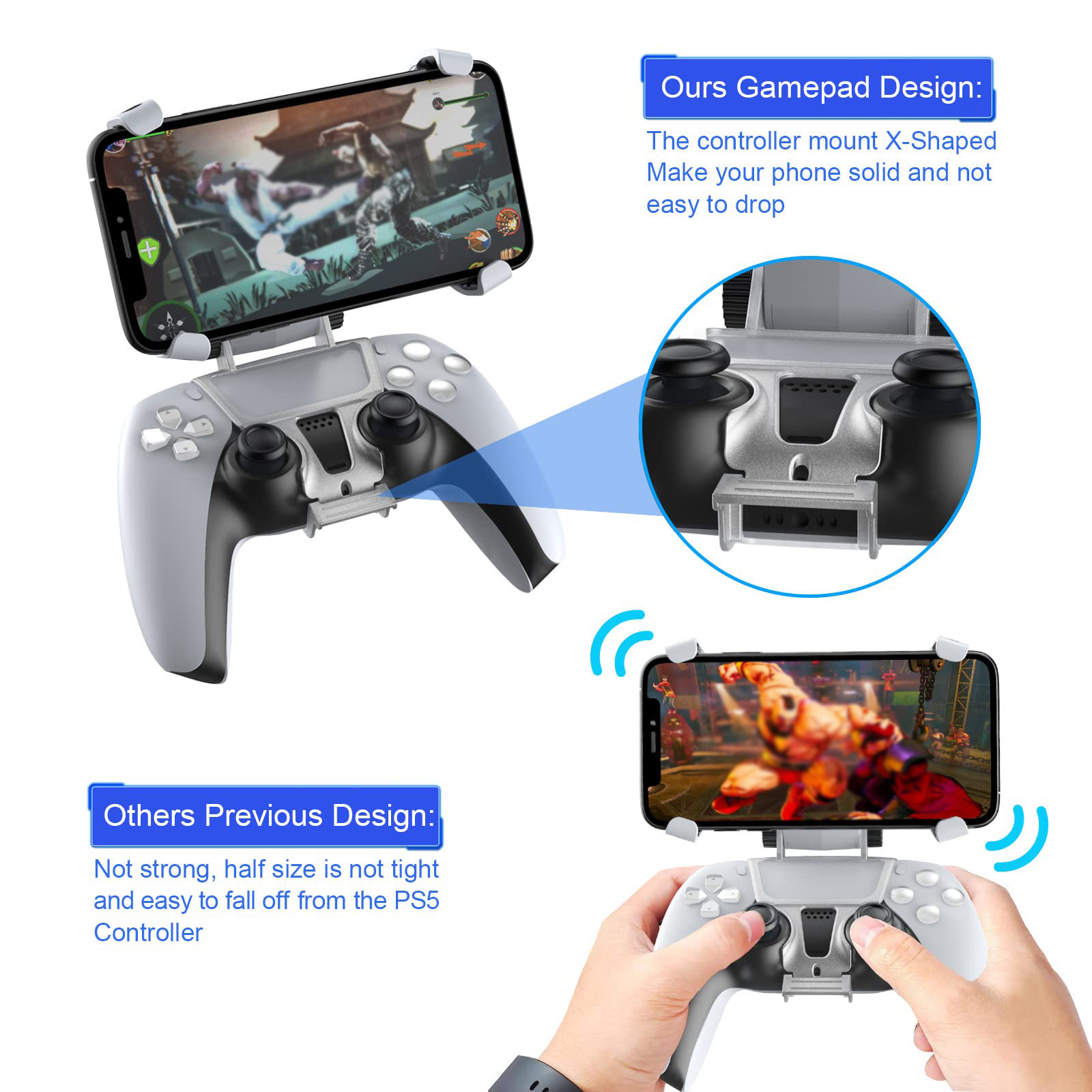 for PS5 Controller Phone Mount Clip Mobile Gaming Clip Cell Phone Stand Holder for Playstation 5 Dualsense Controller. 