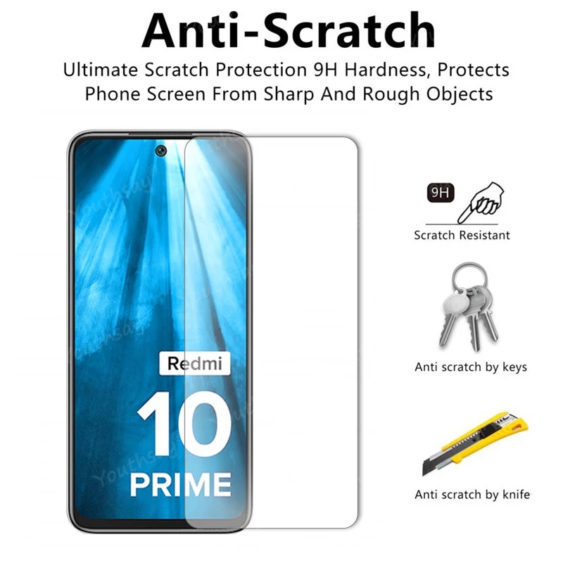 For Xiaomi Mi Redmi 10 Prime Scratch Proof Clear Transparent HD Tempered Glass Screen Protector Case Friendly - (Not Full Coverage). 