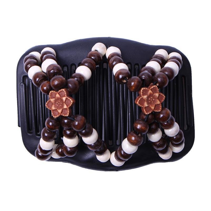 Topsky Hair Clip Combs For Thick Curly Hair Double Wooden Beads
