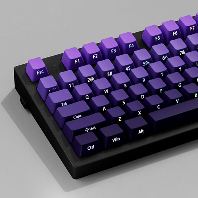 Gradient Purple Double Shot PBT Keycaps Cherry Profile Side Print RGB Backlit Keycaps 135 Keys for Cherry MX Switches Keyboard. 