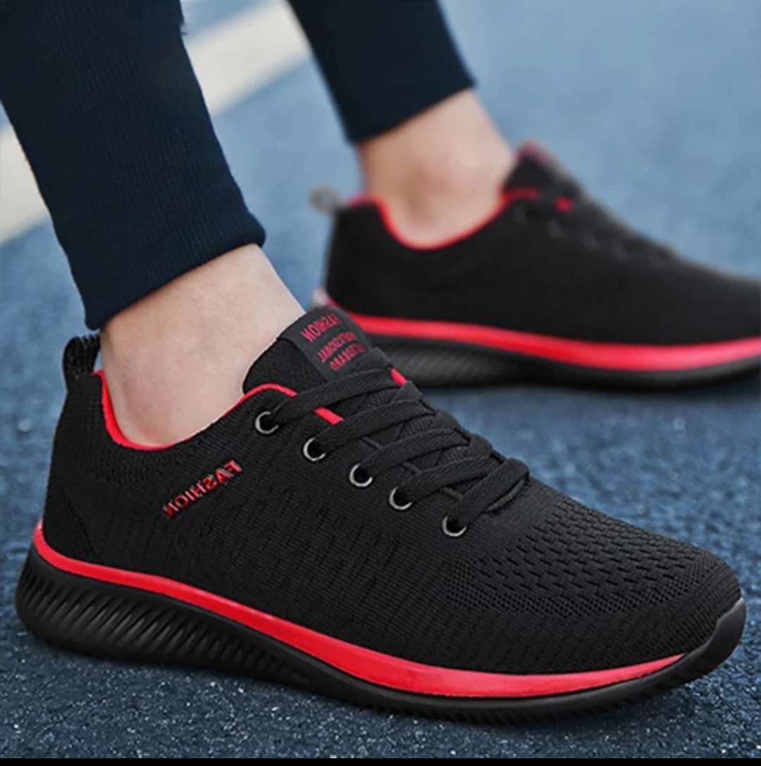 black and red casual shoes