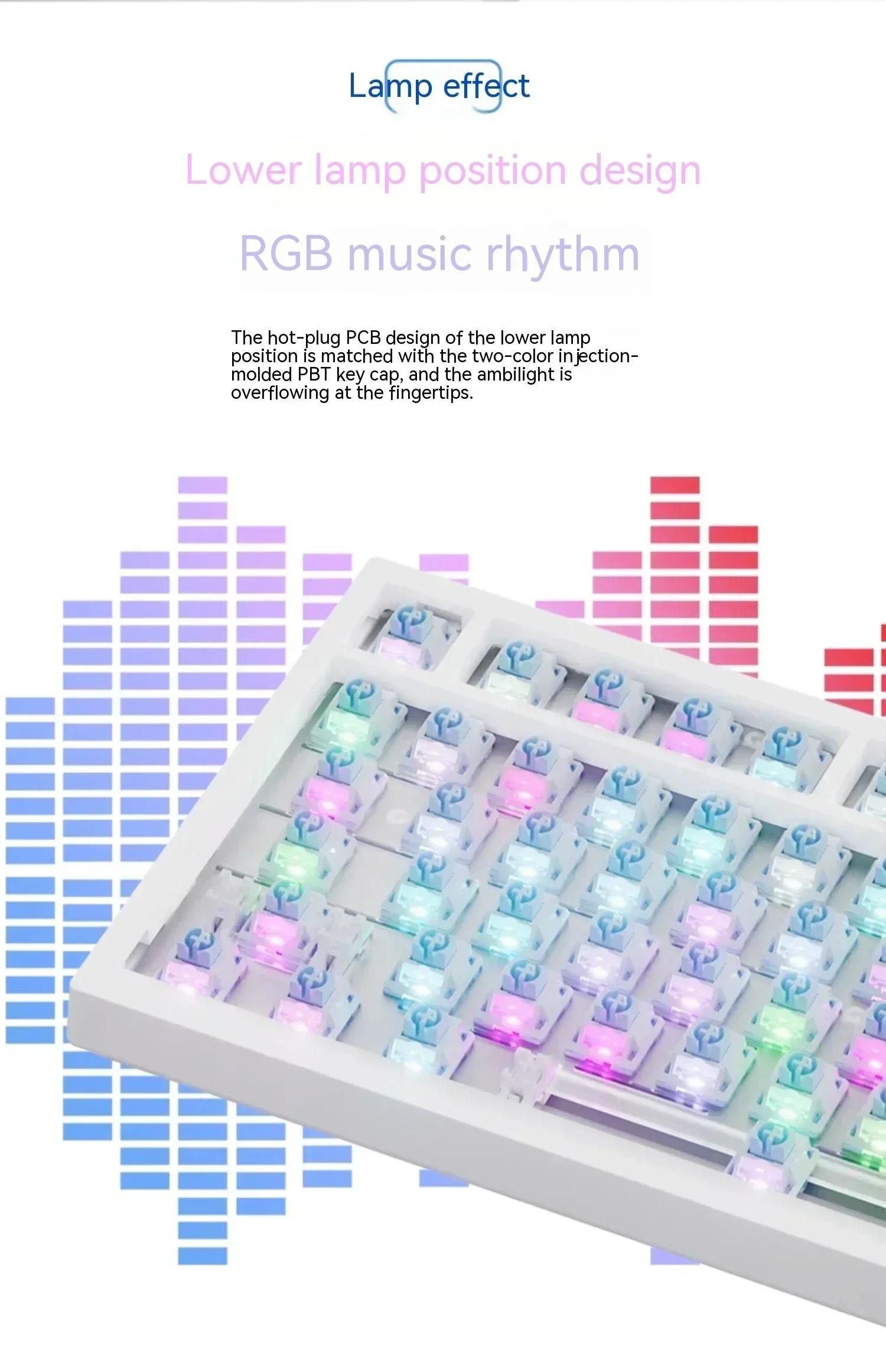 AJAZZ AK820 Pro Mechanical Keyboard Three Mode Wireless Multifunctional Knob Custom Screen Gaming Keyboard RGB Hot Swap Gasket. 