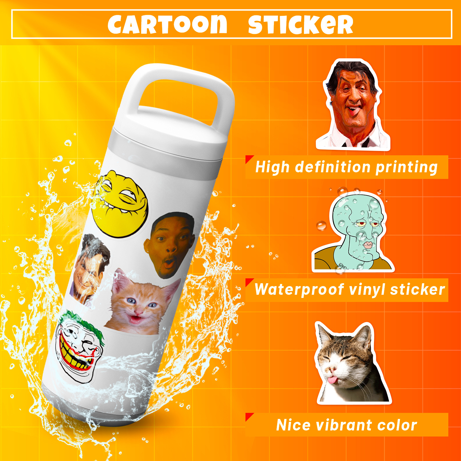 50 Zhang Disgusting Facial Expression Bag Stickers New Emoji Graffiti Stickers Funny Character Facial Expression Bag Stickers. 