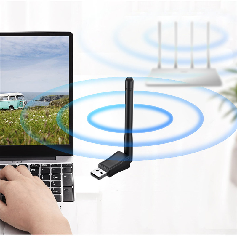 150Mbps Mini USB WiFi Adapter 2.4GHz Wireless Network Card Wi-Fi Receiver Dongle with Antenna 802.11 b/g/n for PC Laptop. 