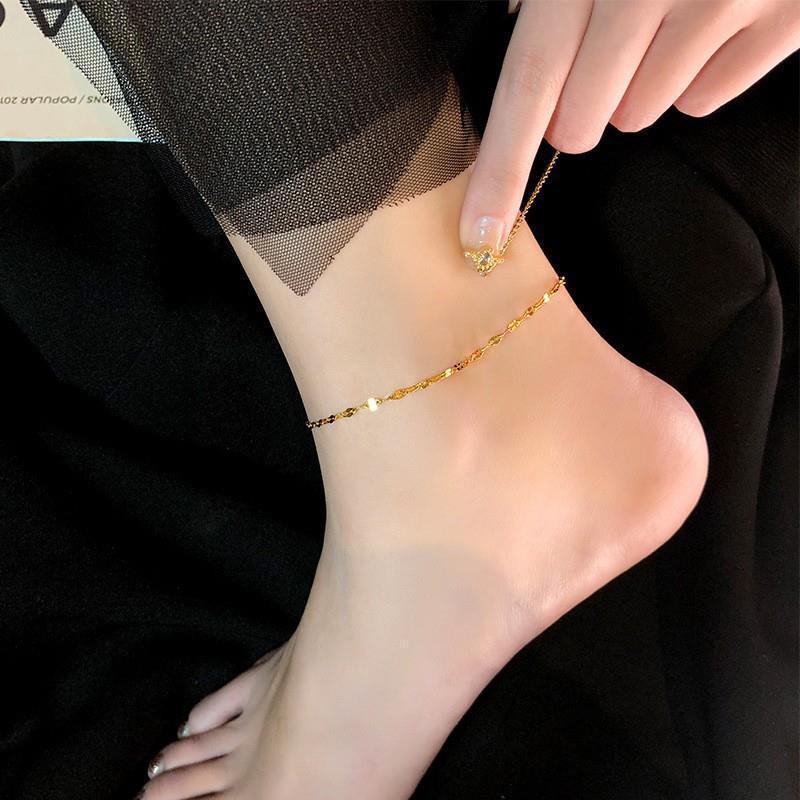 18k gold lips necklace 2022 new women's clavicle chain simple internet celebrity sweater chain plain chain titanium steel does not fade