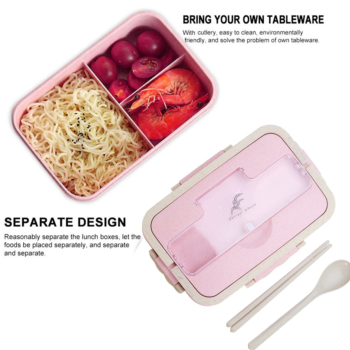 Microwave Bento Lunch Box Picnic Food Fruit Container Storage For Kids