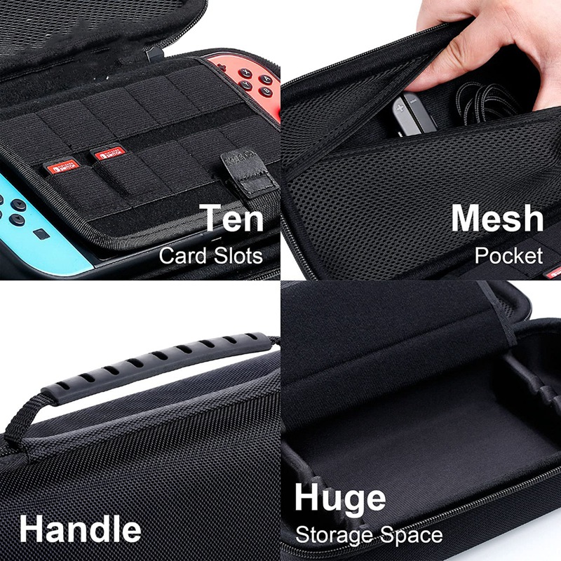 JAERBEE Replaceable Ergonomic Handle Grip Protective Case for Nintendo Switch OLED and Regular Model with Carrying Case. 