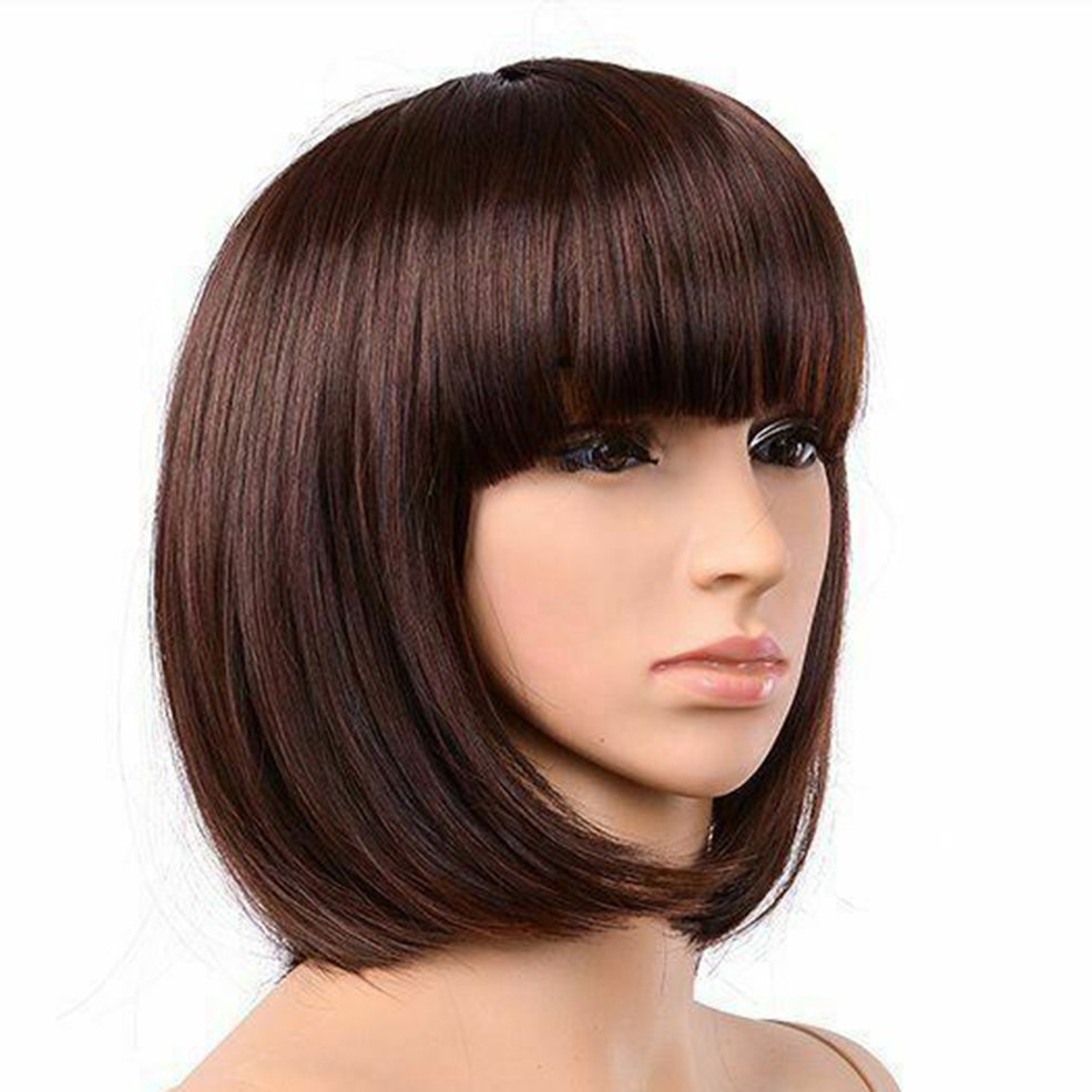 dark brown short hair wigs