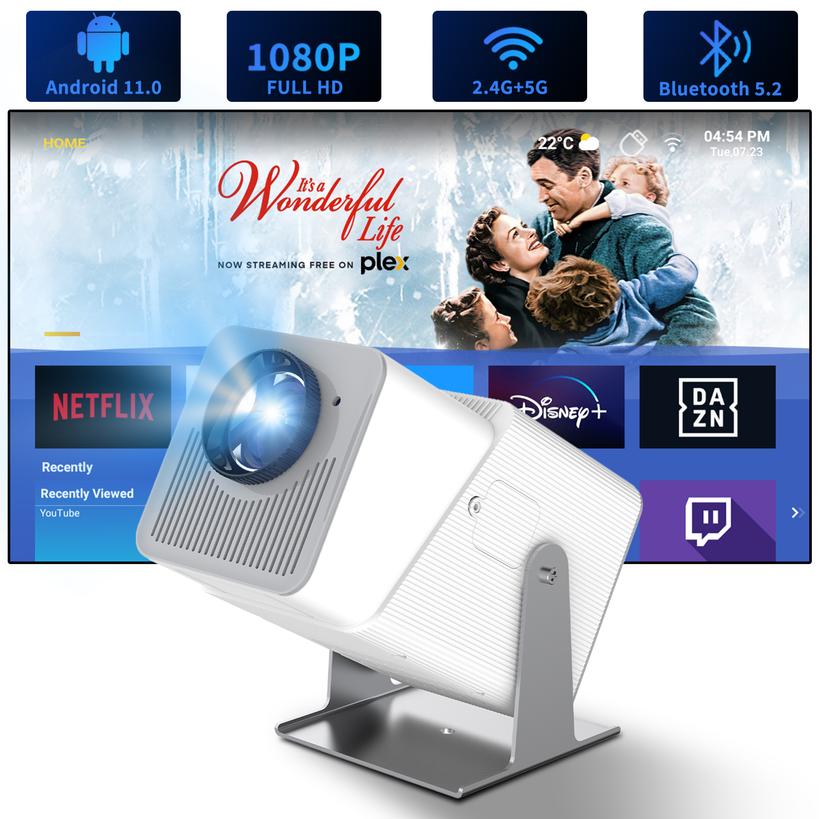 New Z10 Smart Portable Small Projector Full HD 4K Android 11 Screen Projection Movie 1080P Mini LED Home Video Projectors. 
