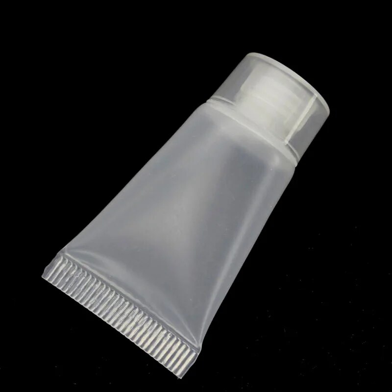 50pcs/lot 5ml 10ml 15ml translucent Plastic Soft Tube Empty Cosmetic Lotion Tube Squeeze Cream Container swivel lid with syringe. 