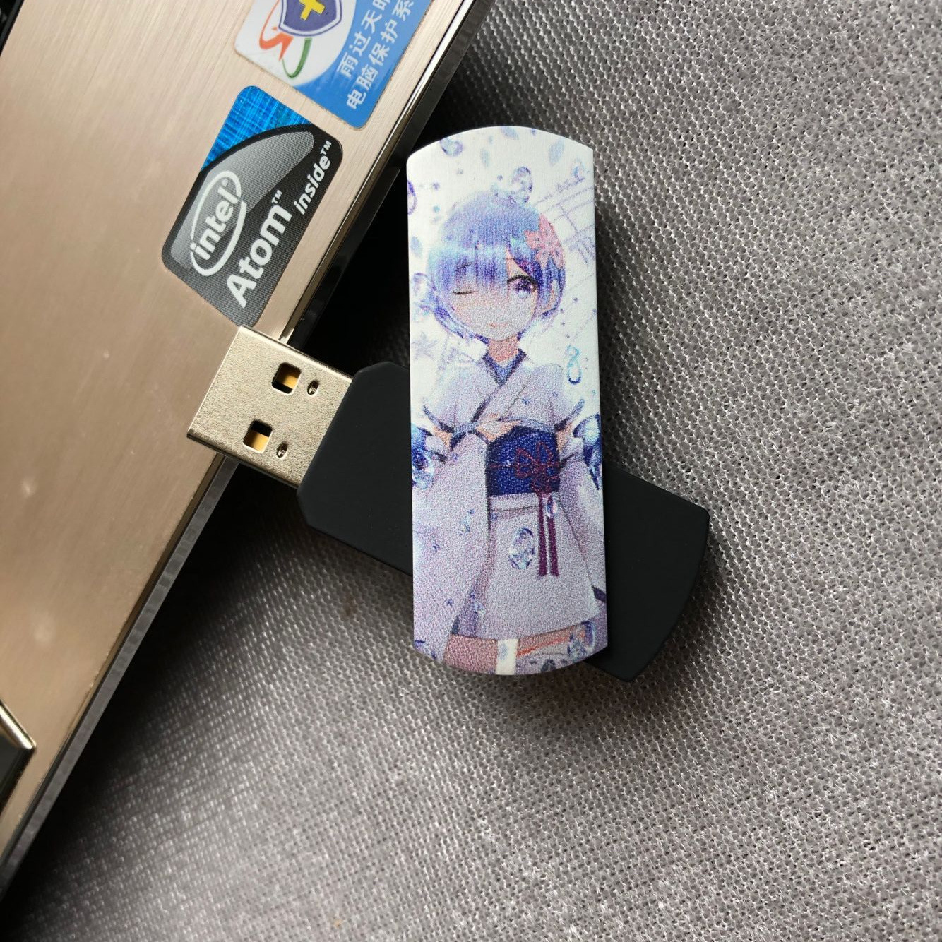 Anime USB drive crazy three and two yuan peripheralsister Ramrem business gifts high-speed metal U disk DIY. 
