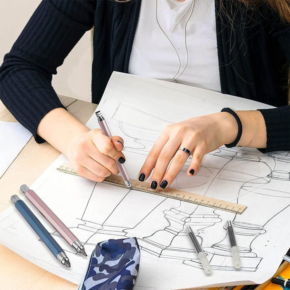 High Quality 4.0mm Mechanical Pencil Metal 2B/4B/6B/8B/10B Pencil Refill Automatic Pencil Drawing Writing Tool Sketch Comics Design Sketch Pencil Art Painting Supplies. 