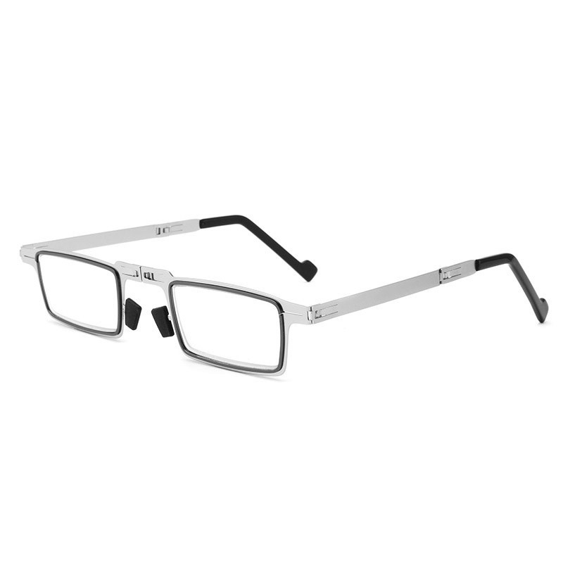 Folding Reading Glasses Metal Rectangular Women Men Hyperopia Foldable Eyeglasses Diopte From +100 To +400. 