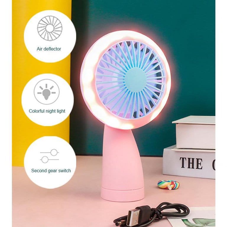 Mini USB Rechargeable Portable LED Lighting Fan. 