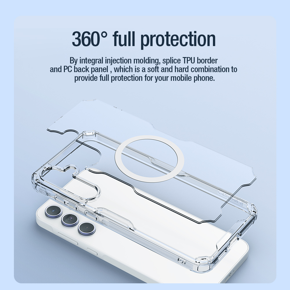 Nillkin Luxury Soft Silicone Case for Samsung Galaxy A55 Phone Cases Transparent TPU + PC Silicone Clear Shockproof MagSafe Back Cover (With magnetic suction function only）. 