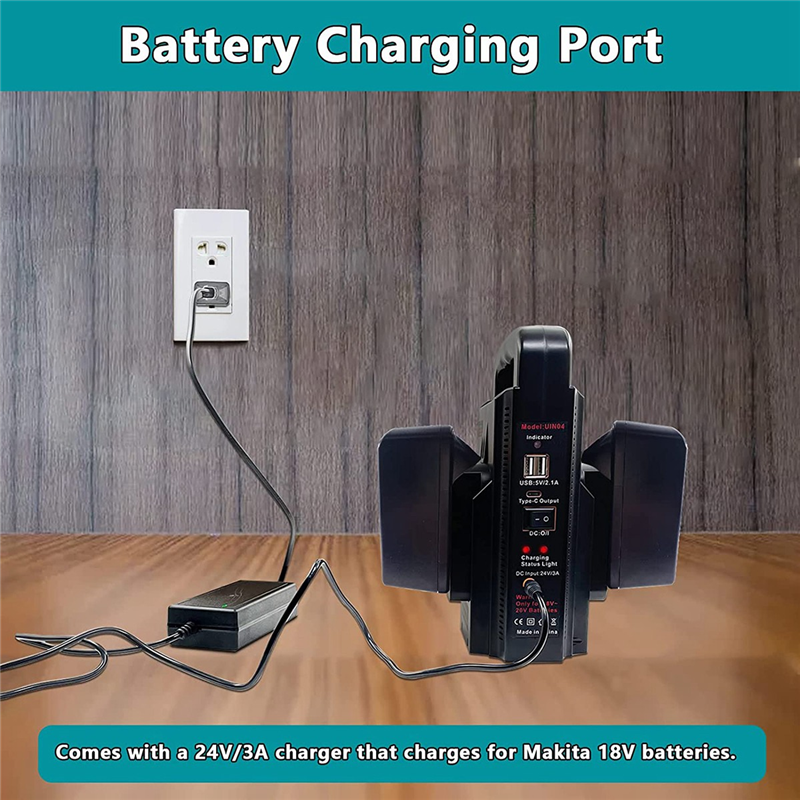 150W Portable Power Supply Inverter Part Component for 18V Lithium Battery, 2-Channel Power Generator USB Power Station US Plug. 