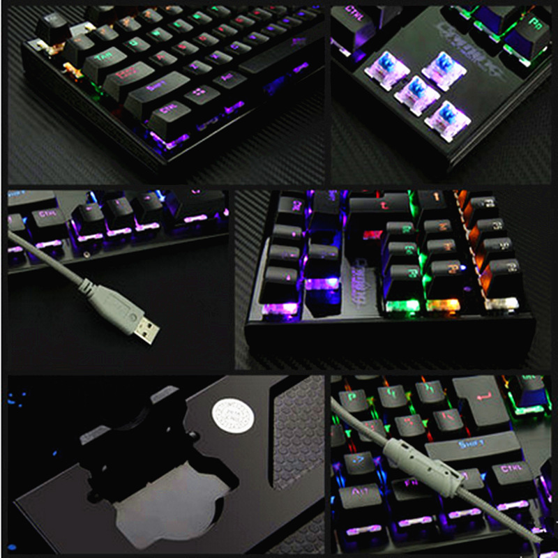 87 keys e-sports gaming luminous keyboard USB wired blue axis Internet café gaming keyboard K28 mechanical keyboard. 