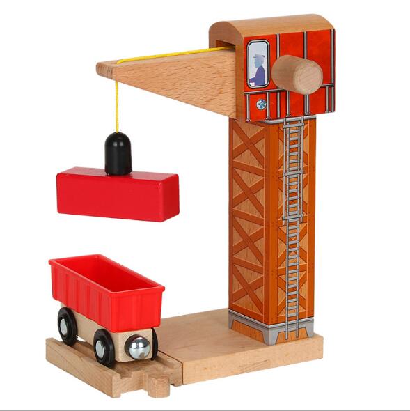 【happy one】Wooden Track Accessories Cranky Crane Toys Magnetic Decorations with Brio Wooden Track Chlidren Toys. 