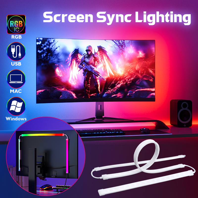 PC Computer-specific Smart Led Light Strip Real Time Sync Rgb Neon Ambient Light Usb Connection With Tape Gaming Room Decoration. 