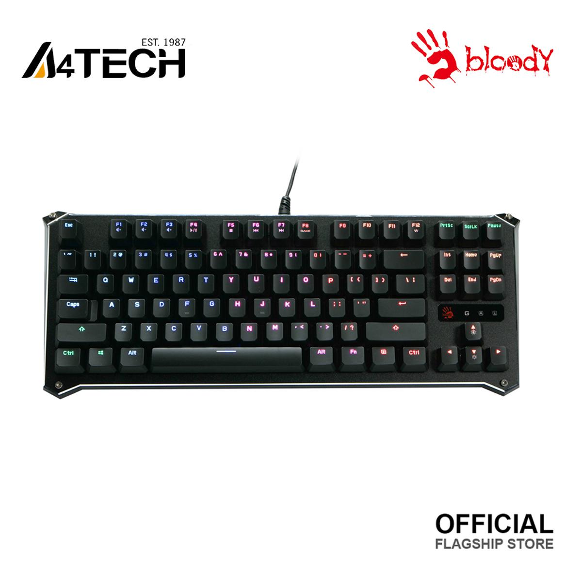 A4TECH BLOODY B930 TKL RGB Light Strike Libra Brown Optical Switch Mechanical Gaming Keyboard - Ergonomic Tenkeyless - Ultra-Compact Form Factor - Water Resistant - Black. 