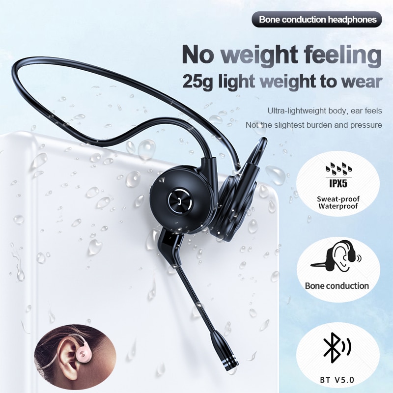【FUPANG】No painly truly conduction headset wireless bluetooth5.0 headphones waterproof sport earphones HiFi stereo headphones with. 