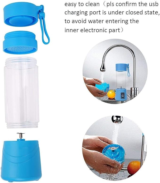 Portable Blender, Smoothie Juicer Cup - Six Blades in 3D,13oz Fruit Mixing Machine with 1500mAh USB Rechargeable Batteries, Detachable Cup Multicolor. 