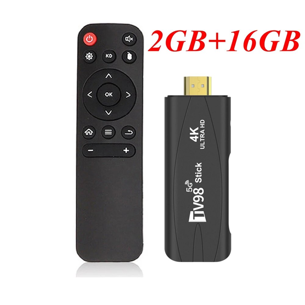 TV98 Mini TV Stick Android 12.1 4K Android TV Box 2.4G/5G Dual WiFi H.265 2GB 16GB Smart Media Player TV Receiver Set Top Box. 