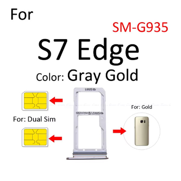 Samsung Galaxy S7/S7 Edge Sim Tray Micro SD Card Slot with Sim Ejector Pin Replacement Part:. 