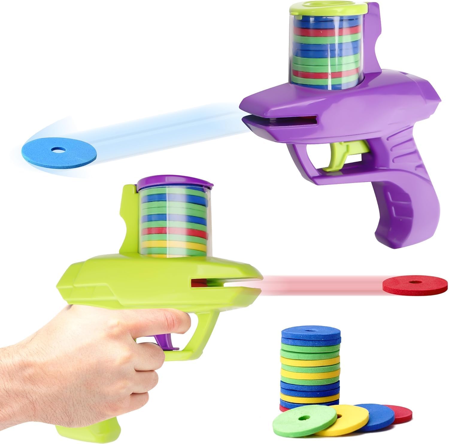 Disc Launcher Shooter Toy Gun with 1 Gun and 15 Frisbees,Creative Gift for Outdoor Picnics and Playtime with Friends Suitable for Ages 6 and up. 