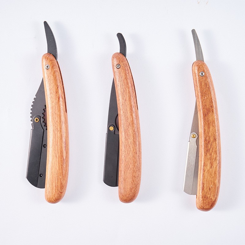 Men's Professional Barber Razor Pear Flower Wood Manual Folding Shaving Shave Stainless Steel Straight Razor Beard trimmer. 