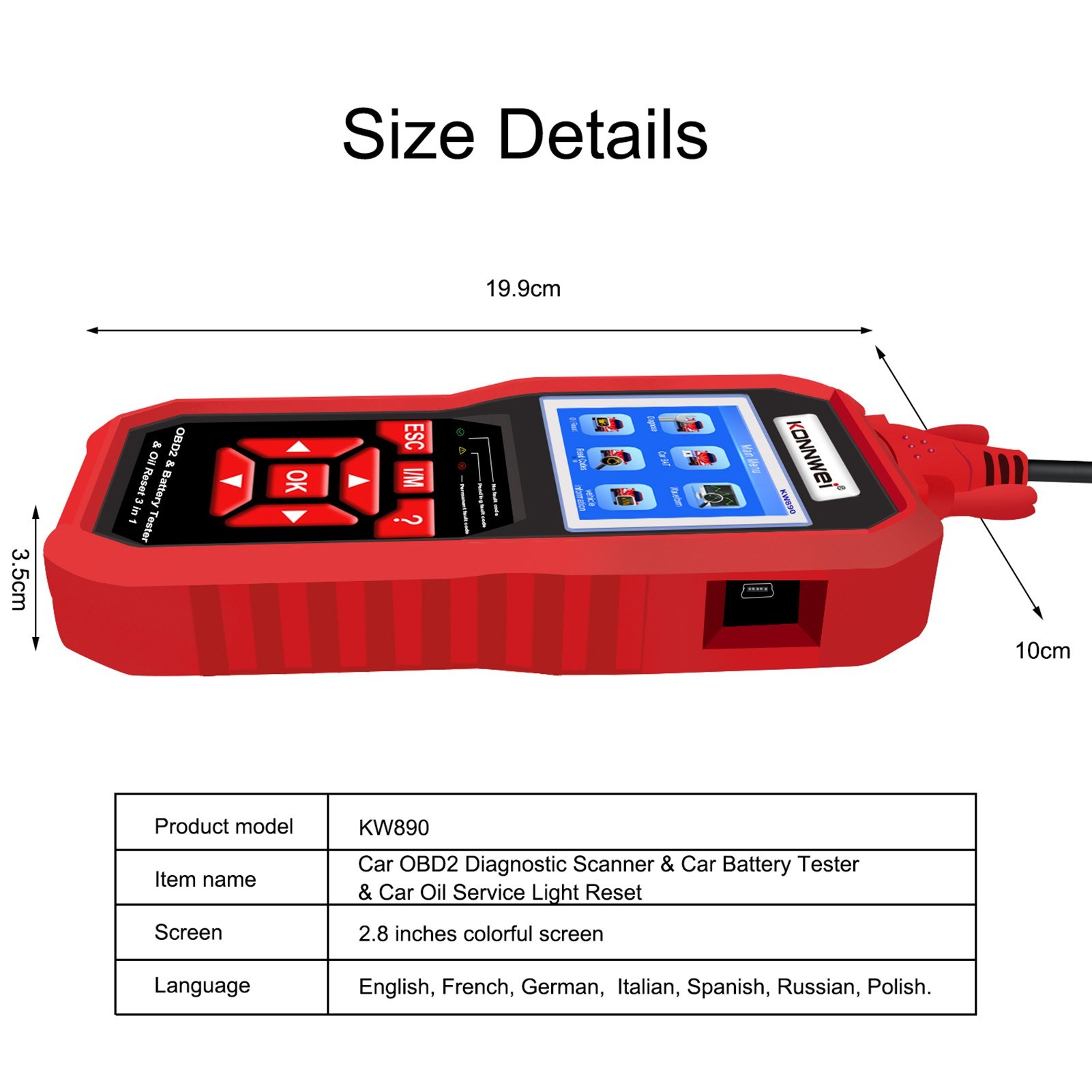 KONNWEI KW890 Professional OBDII Scanner Auto Code Reader. 