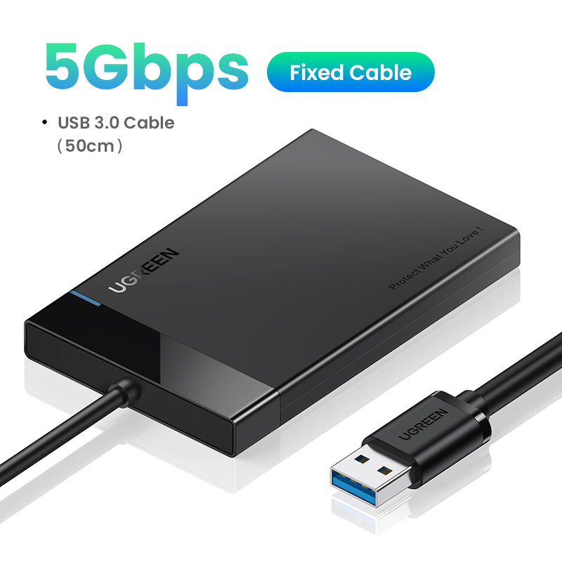 UGREEN 2.5 inch Hard Drive Enclosure, USB C 3.1 Gen 2 to SATA III 6Gbps for SSD HDD 9.5/7mm External Hard Drive Disk Case w/UASP for Seagate, Toshiba, Samsung, Hitachi, PS4, Xbox. 