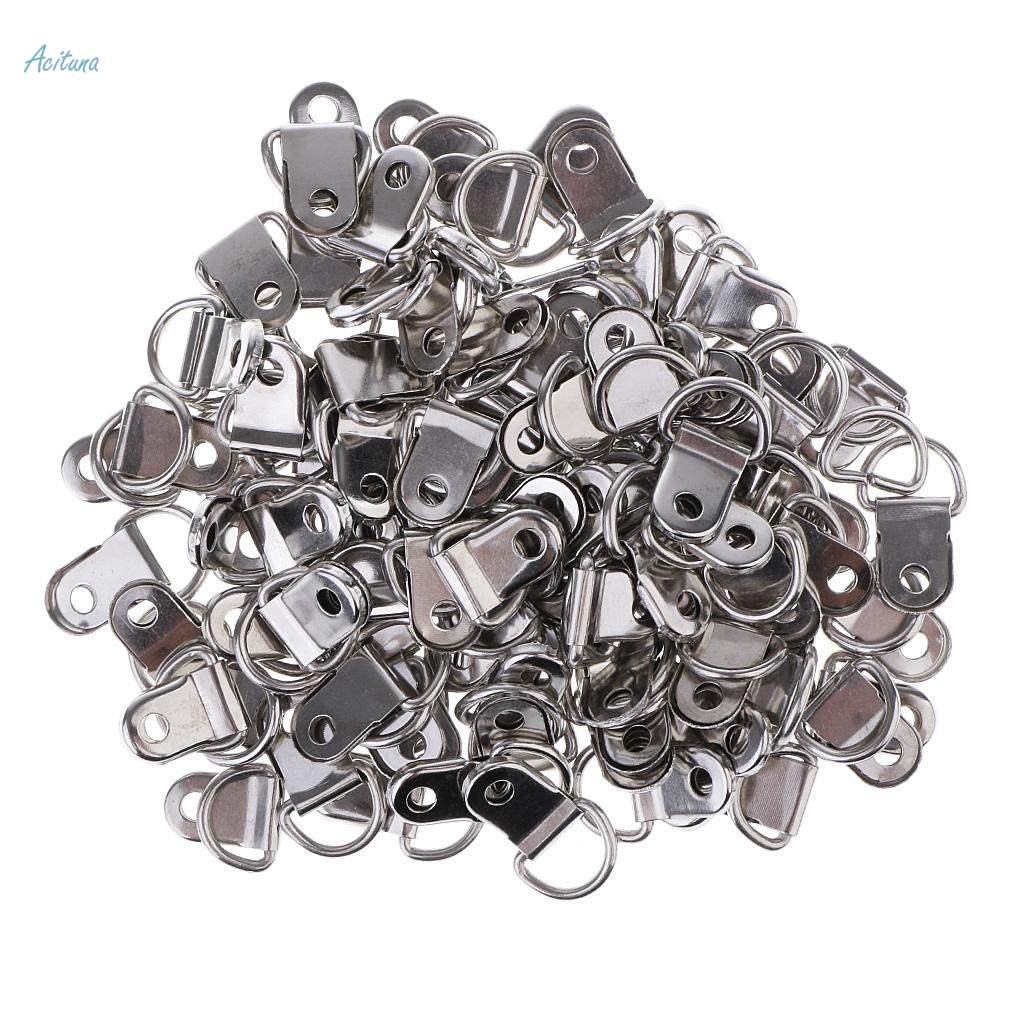 100x Photo Frame Hooks Single Hole D Ring Picture Frame Hanging Hanger. 
