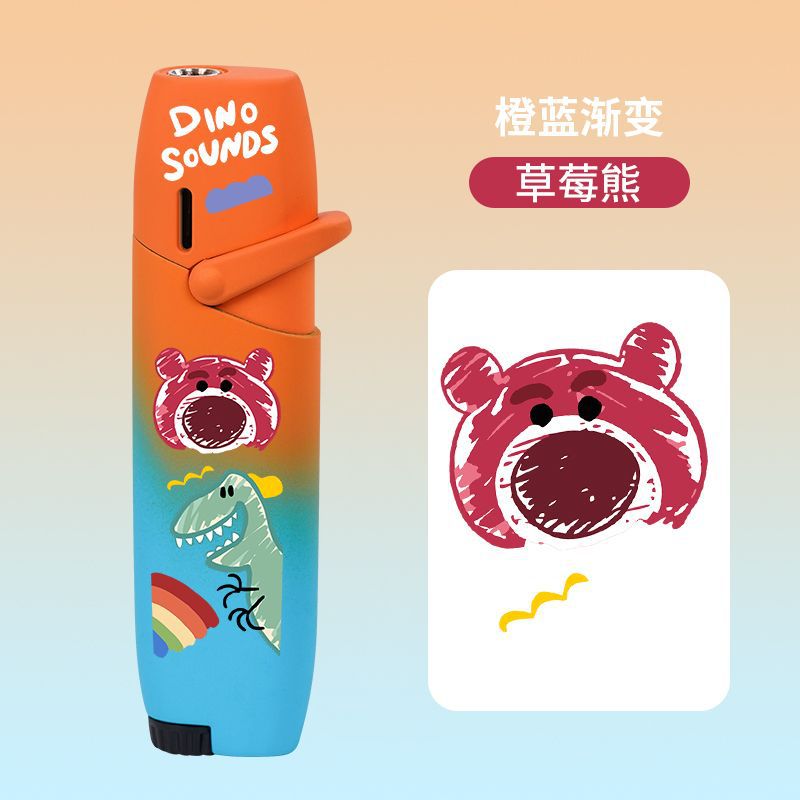New Cool Cute Cartoon Creativity Unique Gradient Strawberry Bear Windproof Lighter for Boyfriend for Girlfriend. 
