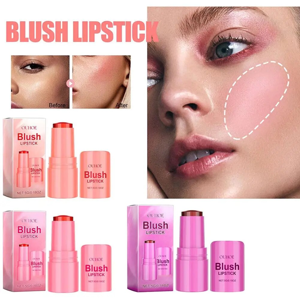 Blush Jelly Lipstick Rouge Cream Shimmer Blusher Stick Color Matte Moisturizing Blush Lip Makeup Cheek Tint Monochrome Mud I4f7. 