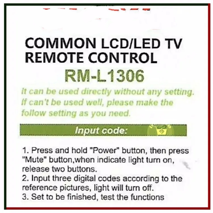 RM-L1306 All-in-One Universal TV Remote Control Replacement for All China Brand LED LCD Smart TV by Power Flash. 