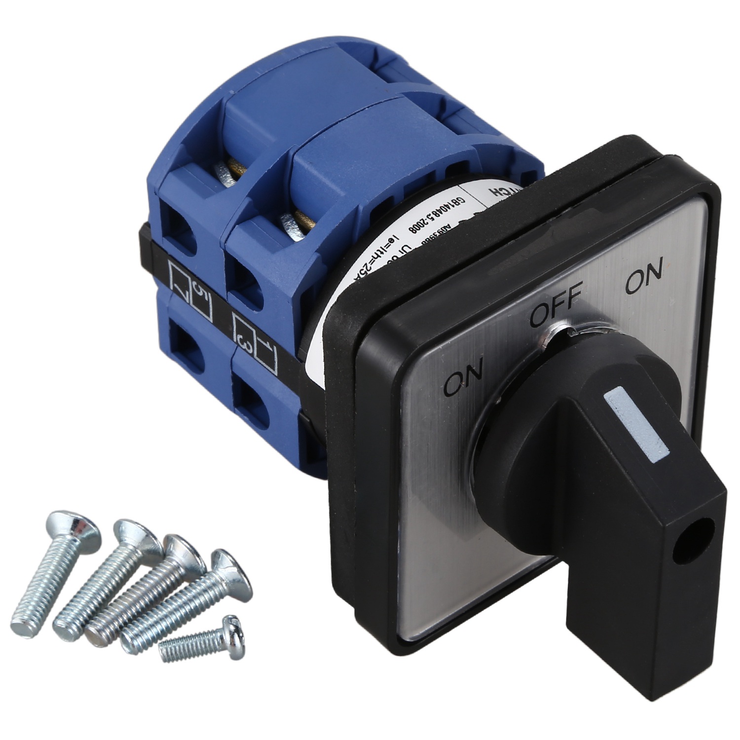 AC660V 25A 2-Pole 3-Position Momentary Plastic Rotary Changeover Switch Blue+Black. 