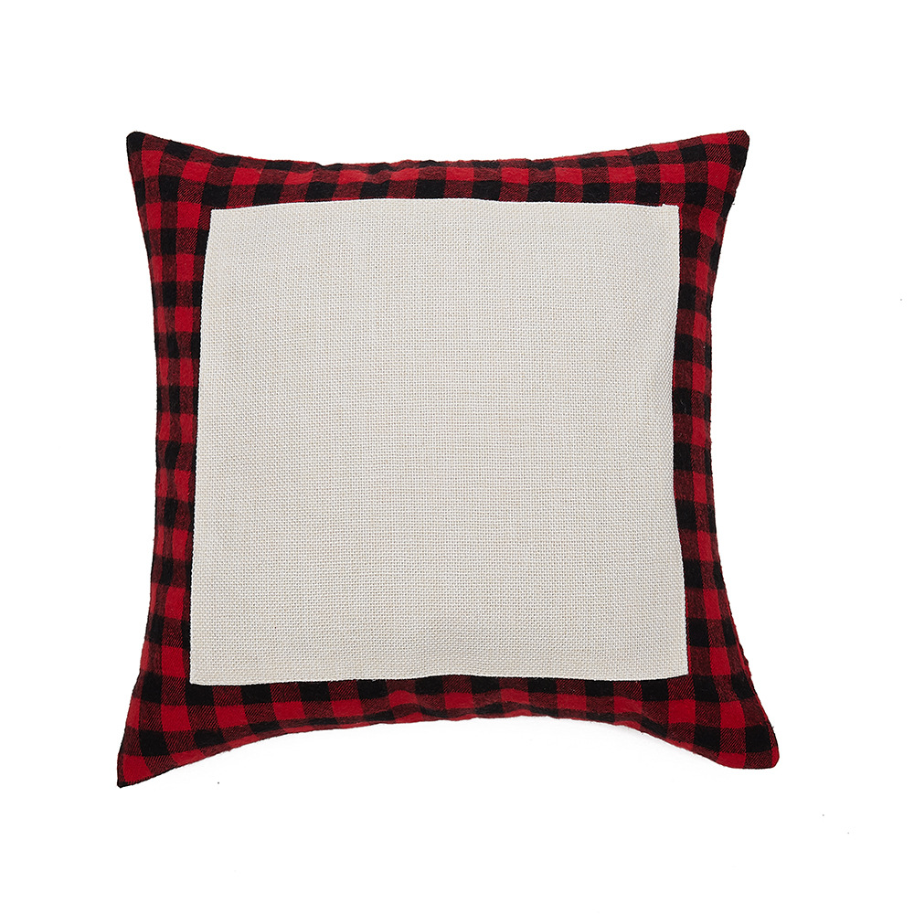 Blank Material 300 Cotton and Linen plus Checked Cloth Pillow Cover Simple Cushion Cushion Sofa Waist Pillow Throw Pillowcase