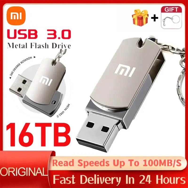 Xiaomi Metal 16TB USB Disk Flash Drive USB 3.0 High Speed File Transfer 8TB 4TB Ultra-large Capacity Waterproof Mechanical Style