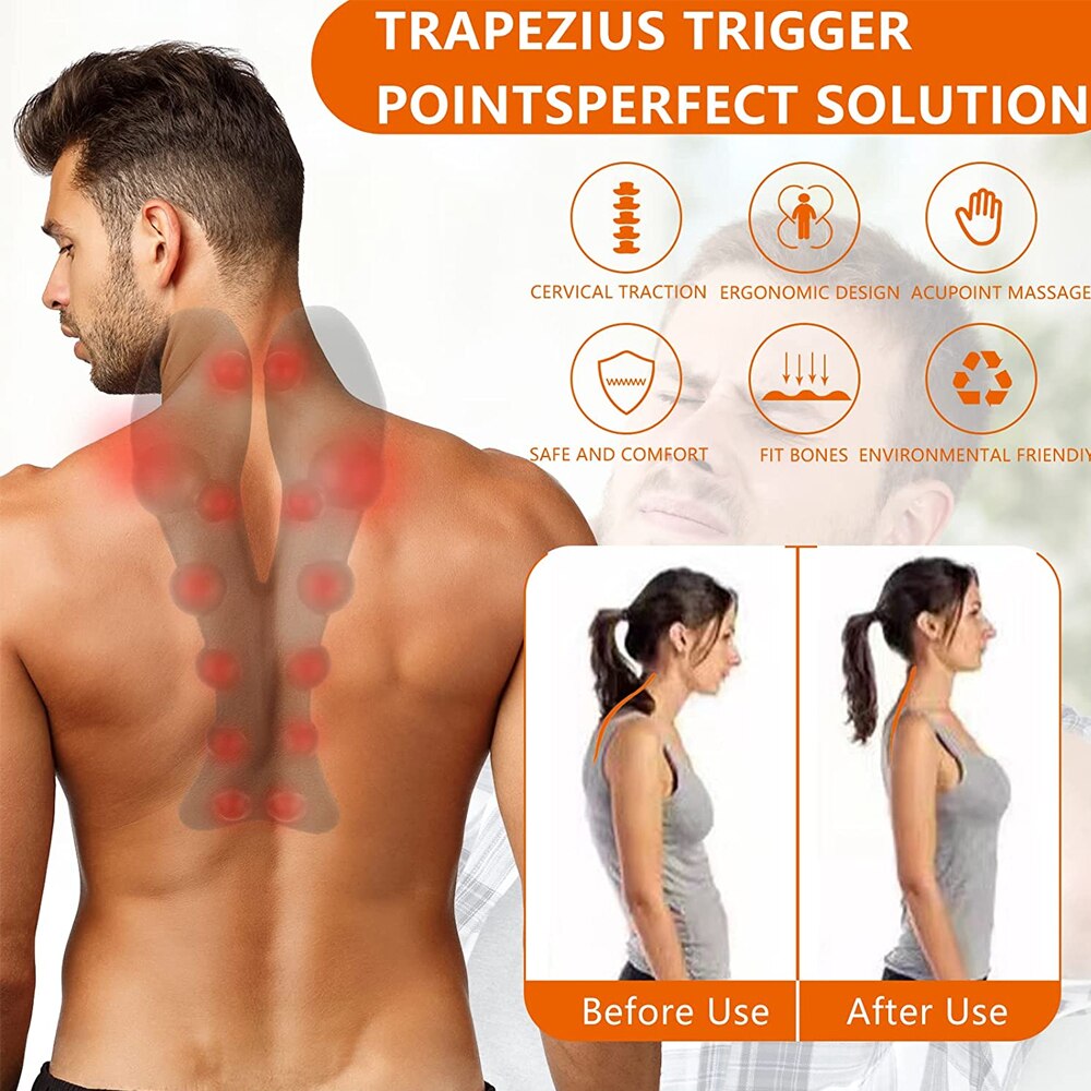 Trapezius Trigger Point Massager Tool, Acupressure for Tension Headache, Migraine, Occipital Release,Cervical TMJ Pain Relief. 