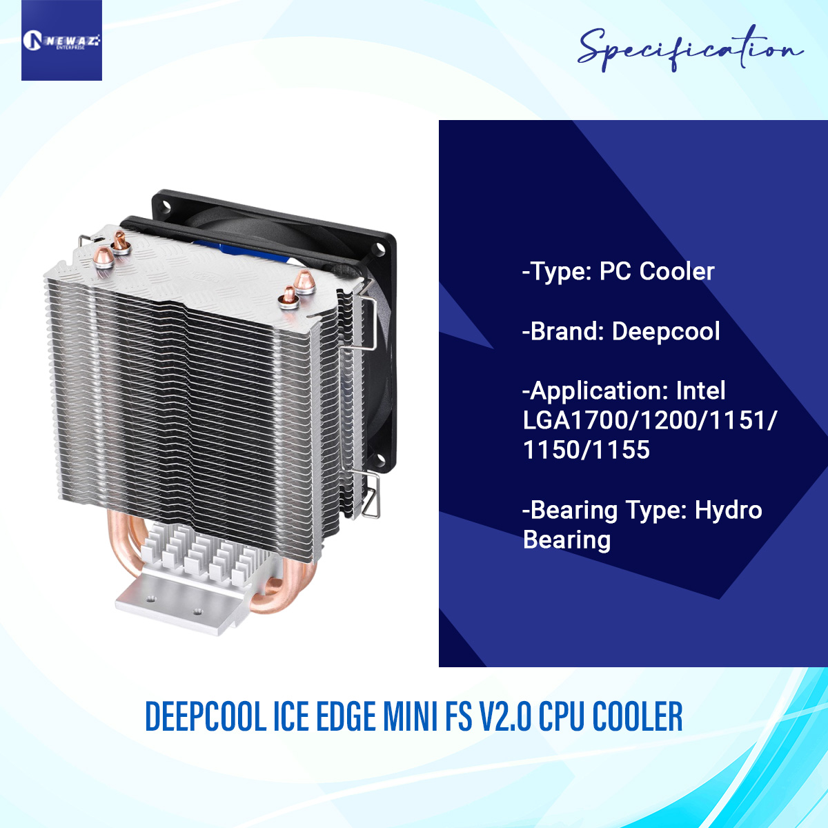 Deepcool ICE EDGE MINI FS V2.0 CPU Cooler 2 Heat Pipes For Intel LGA1700 1200 1155 AMD AM5 AM4 80mm Fan 3pin Interface. 