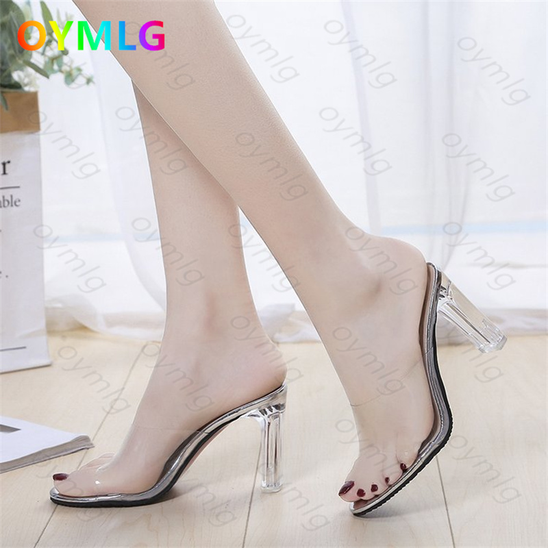 Pointy Toe Red Patent Leather Ladies Shoes Transparent PVC Rhinestones  Mules High Heel Women Sandals - China Lady Shoes and Replicas Shoes price