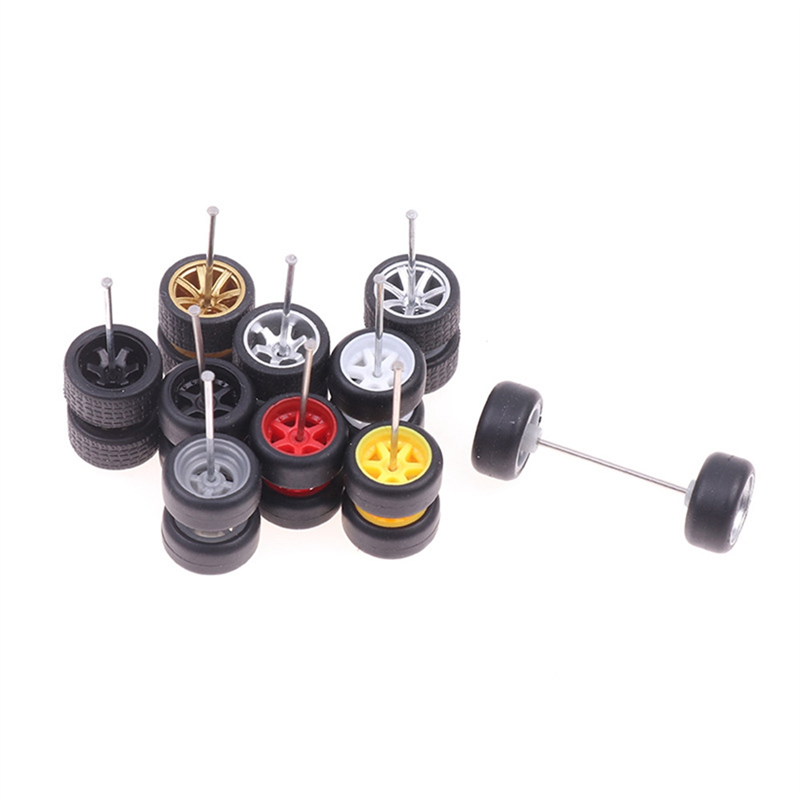 FORIDE 10 Sets 1/64 Offroad Wheels/ Rubber Tires 18.3mm Removable Tire for Wheel 1:64 RC Truck Model Off-Road SUV Random Color